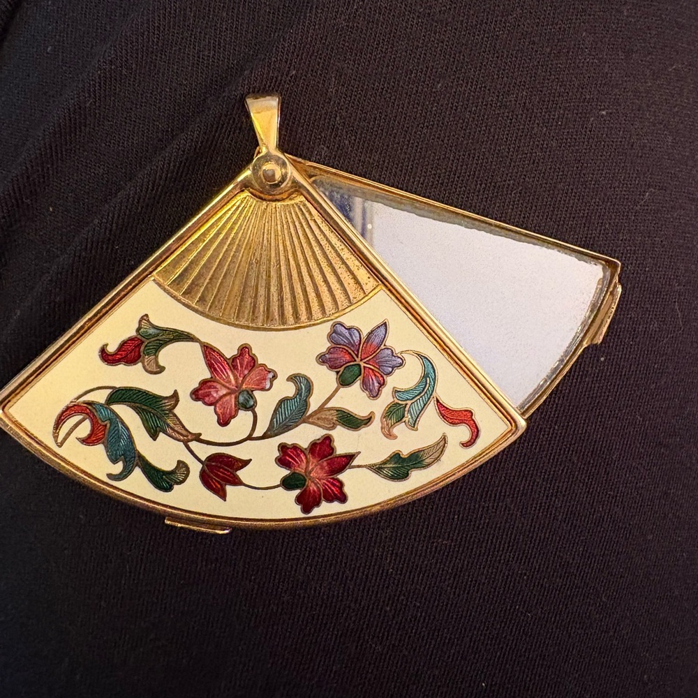 Vintage Gold and Multicolor Floral Pendant with mirror